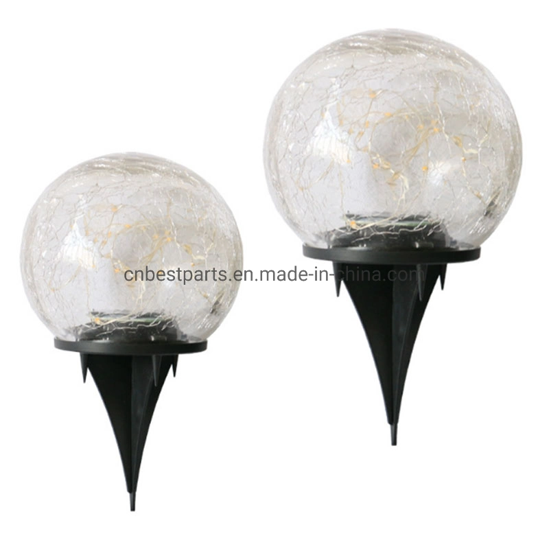 Solar Power Garden Cracked Glass Ball LED Waterproof Ground Lamp