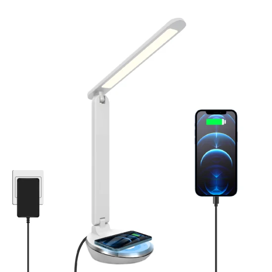 Lámpara de escritorio LED de brillo con atenuador táctil para decoración del hogar con puerto USB moderno y cargador inalámbrico Qi