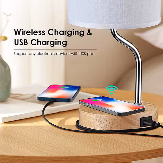 Lámpara de mesa LED plegable con cargador inalámbrico 6000K Luz blanca 3 modos de brillo Luz de escritorio