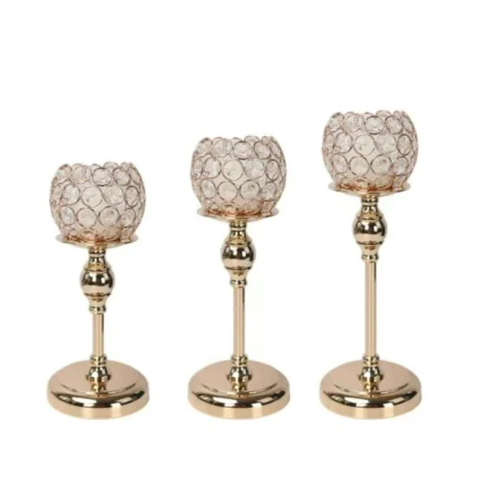 Candelabros de cristal de hierro de arco clásico europeo decorativo con 3 brazos