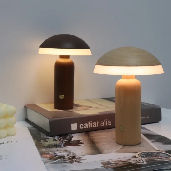 Lámpara de escritorio de mesa LED de luz nocturna de madera con forma de casa para decoración del hogar